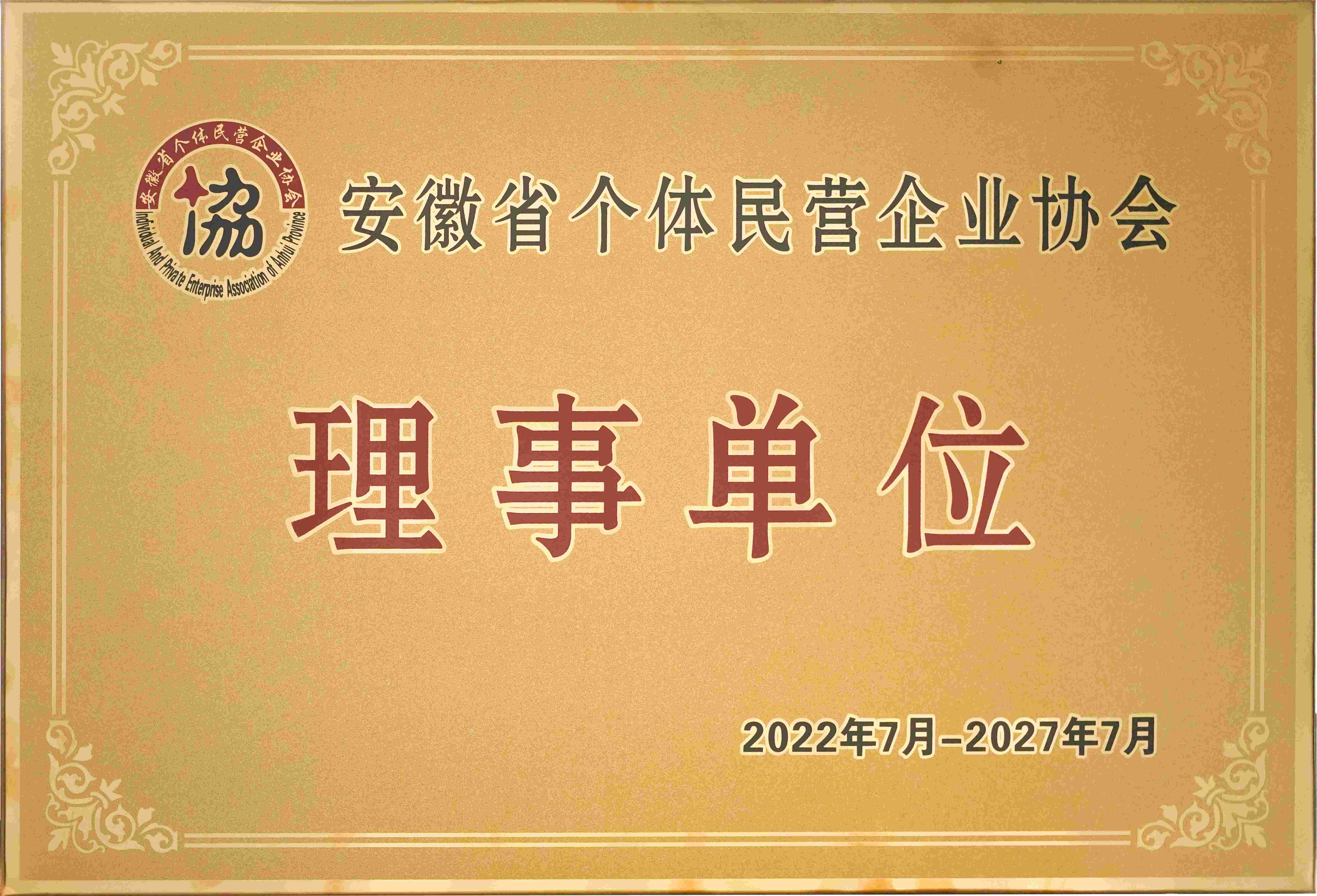 2022-2027年安徽省个体民营企业协会理事单位